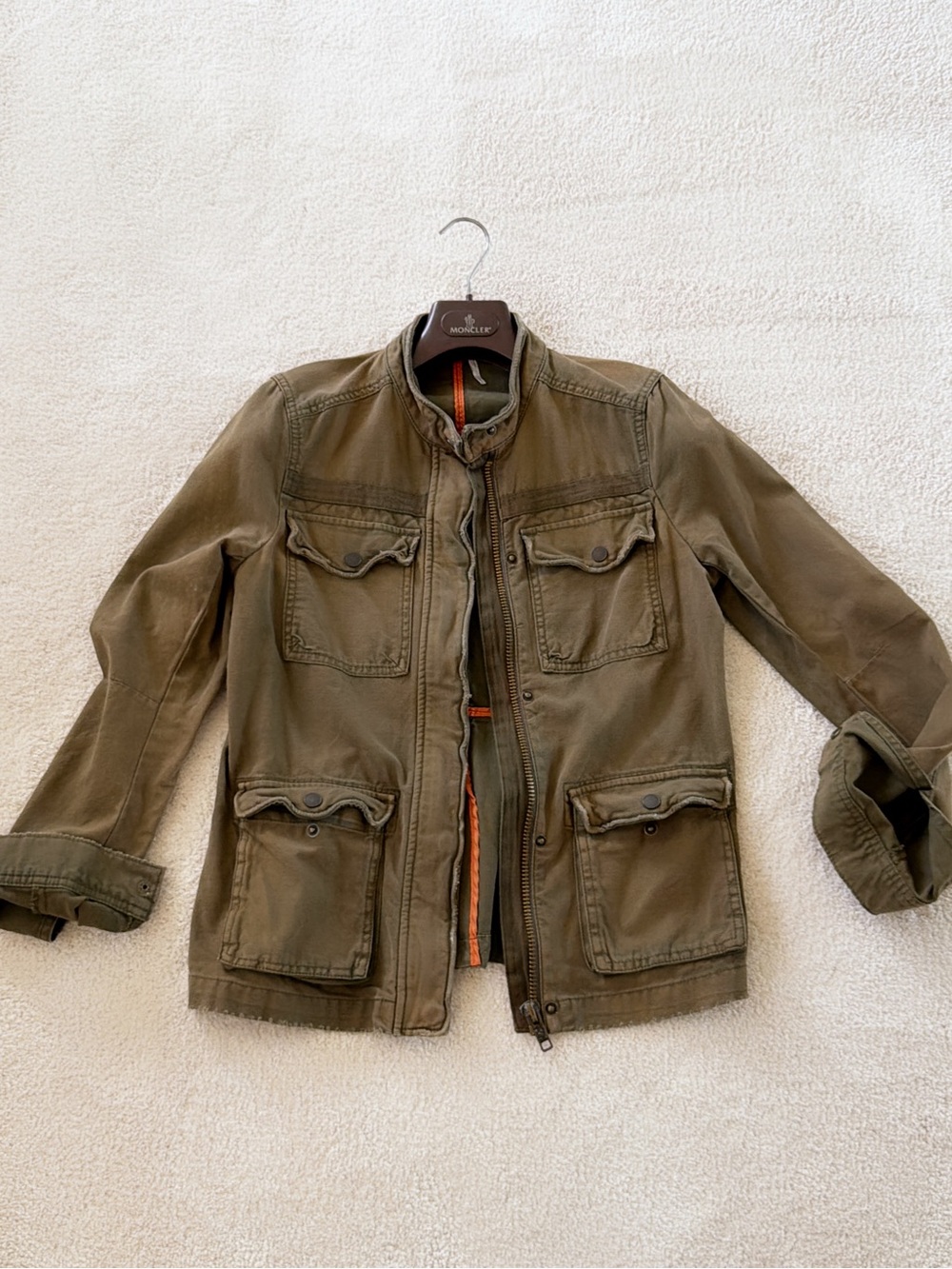 NEW! FREE PEOPLE ZIP UP MILITARY CARGO JACKET S/P ARMY GREEN UTILITY COTTON